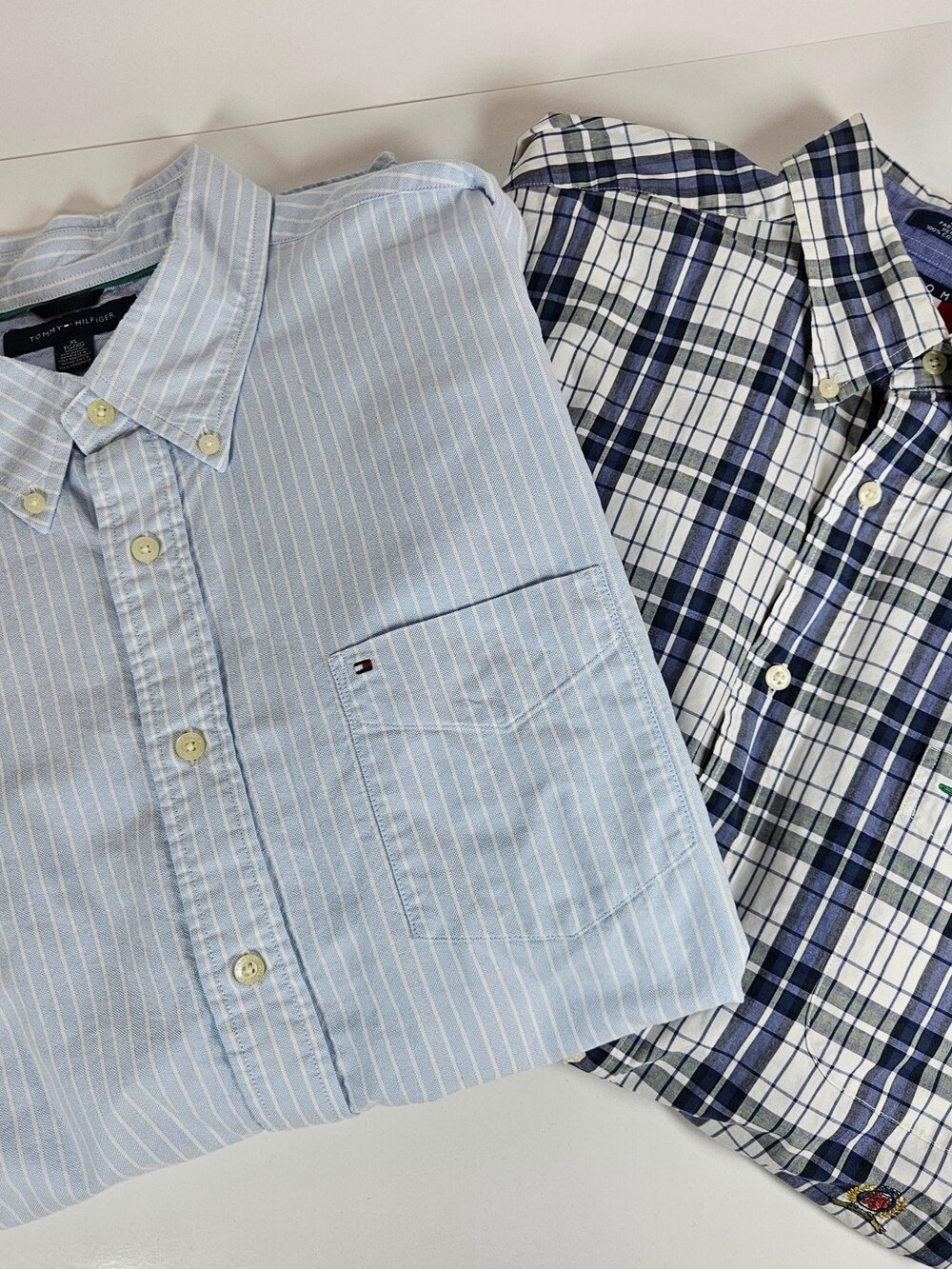 Tommy Hilfiger Button-Down Shirts Long Sleeve Cotton Lot of 2 Blue Striped XL